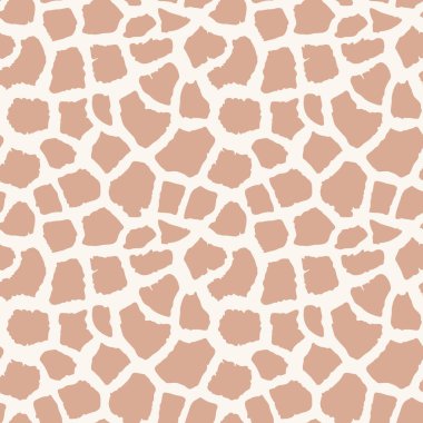 Soyut modern zürafa kusursuz desen. Hayvanlar modaya uygun arka plan. Baskı, kart, kartpostal, kumaş ve tekstil için bej renkli dekoratif vektör çizimi. Modern stilize cilt süsü.