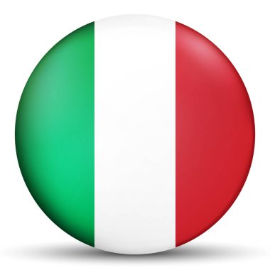 İtalya bayraklı cam top. Yuvarlak küre, şablon simgesi. İtalyan ulusal sembolü. Parlak gerçekçi top, beyaz arkaplanda işaretlenmiş üç boyutlu soyut vektör çizimi. Büyük kabarcık.