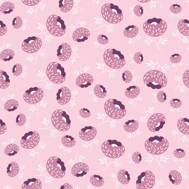 Geleneksel halk sanatları süslerine dayanan kusursuz çiçek desenleri. Renkli arka planda pembe ve siyah çiçekler. İskandinav tarzı. İsveç İskandinav tarzı. Vektör çizimi. Basit minimalist desen.