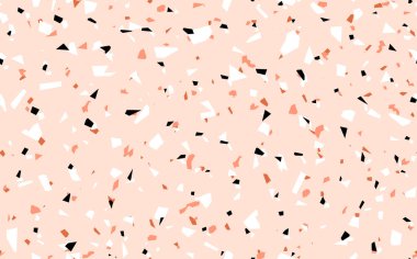 Geometrik bej terrazzo dikişsiz desen. Soyut renkli modern arka plan. İnternet ve baskı için taş tasarımı. Venedik fayansları, döşeme dekorları. Kaotik pastel doku.