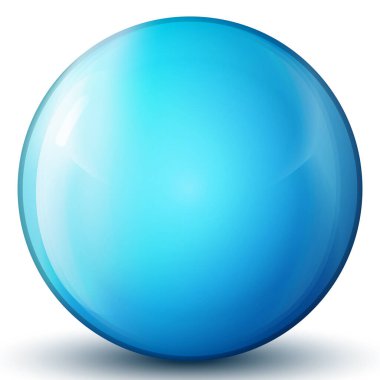 Cam mavi top ya da değerli inci. Parlak gerçekçi top, beyaz arkaplanda işaretlenmiş üç boyutlu soyut vektör çizimi. Gölgeli büyük metal baloncuk.
