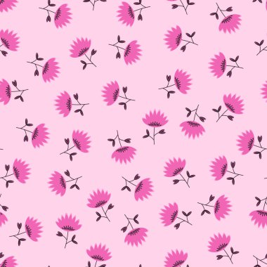 Geleneksel halk sanatları süslerine dayanan kusursuz çiçek desenleri. Işıklı arka planda renkli çiçekler. İskandinav tarzı. İsveç İskandinav tarzı. Vektör çizimi. Basit minimalist desen.