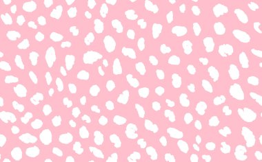 Soyut modern leopar pürüzsüz desen. Hayvanlar modaya uygun arka plan. Parmak izi, kart, kartpostal, kumaş ve tekstil için pembe dekoratif vektör çizimi. Modern stilize cilt süsü