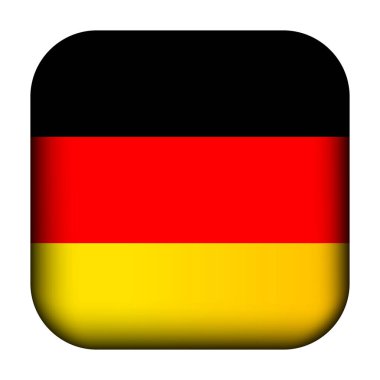 Almanya bayrağıyla birlikte cam ışıklı top. Kare şablon simgesi. Alman ulusal sembolü. Parlak gerçekçi küp, üç boyutlu soyut vektör çizimi vurgulandı. Büyük kadran, dört kare.