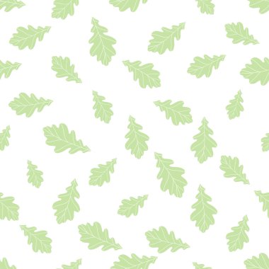 Beyaz arka planda renkli egzotik yaprakları olan dikişsiz çiçek deseni. Tropik yeşil meşe dalları. Duvar kağıdı, poster, kart, kumaş ve tekstil için moda vektör stoku çizimi.