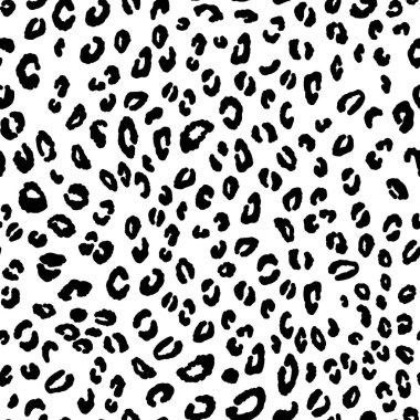 Soyut modern leopar pürüzsüz desen. Hayvanlar modaya uygun arka plan. Parmak izi, kart, kartpostal, kumaş ve tekstil için siyah beyaz vektör çizimi. Modern stilize cilt süsü