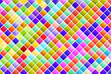 Geometrik renkli arkaplan. Soyut kare desen, renkli elementler. Afişler, el ilanları, kartvizitler, davetiyeler, duvar kağıdı kapakları için vektör tasarımı. Modern iş veya teknoloji sunumu.