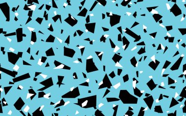 Geometrik mavi terrazzo pürüzsüz desen. Soyut renkli modern arka plan. İnternet ve baskı için taş tasarımı. Venedik fayansları, döşeme dekorları. Kaotik pastel doku