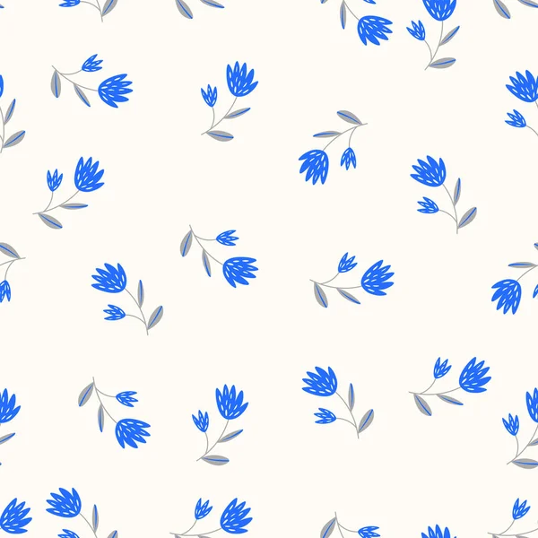 Geleneksel halk sanatları süslerine dayanan kusursuz çiçek desenleri. Işıklı arka planda renkli çiçekler. İskandinav tarzı. İsveç İskandinav tarzı. Vektör çizimi. Basit minimalist desen