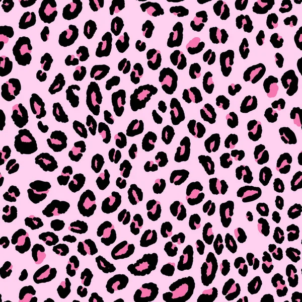 Soyut modern leopar pürüzsüz desen. Hayvanlar modaya uygun arka plan. Baskı, kart, kartpostal, kumaş, tekstil için PINK ve siyah dekoratif vektör stok çizimi. Modern stilize cilt süsü