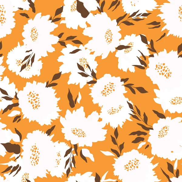 Floral sin costuras con rosas de color dibujadas a mano. Lindo fondo de verano con flores y hojas. Composiciones florales modernas. Ilustración de stock de vector de moda para papel pintado, carteles, tarjeta, tela, textil — Archivo Imágenes Vectoriales