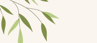 Renkli egzotik yapraklı çiçek web afişi. Doğa konsepti tasarımı. Yaz dallı modern çiçek kompozisyonları. Ekoloji, natura, çevre teması üzerine vektör illüstrasyonu