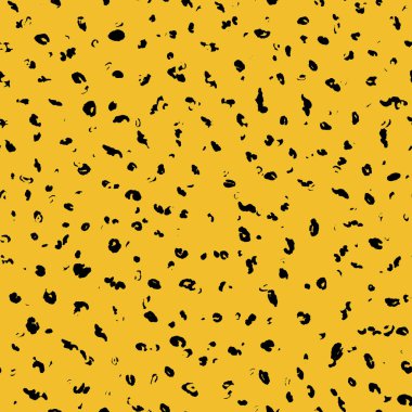Soyut modern leopar pürüzsüz desen. Hayvanlar modaya uygun arka plan. Baskı, kart, kartpostal, kumaş ve tekstil için sarı ve siyah dekoratif vektör stok çizimi. Modern stilize cilt süsü