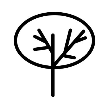 Siyah ve beyaz şablon ağaç simgesi. Beyaz arkaplanda vektör sembolü işareti izole edildi. Ağaçlar düz çizgi simgeleri. Bitkiler, manzara tasarımı. İş fikri kavramı