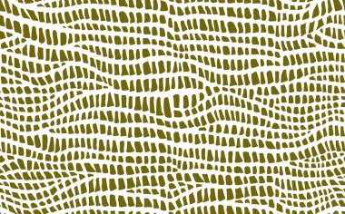 Soyut modern timsah derisi kusursuz desen. Hayvanlar modaya uygun arka plan. Baskı, kumaş ve tekstil için kahverengi ve beyaz vektör çizimi. Modern stilize timsah derisi süsü