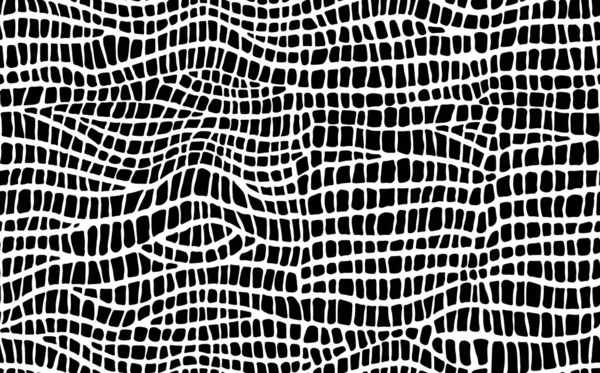 Abstract modern crocodile leather seamless pattern. Animals trendy background. Black and white decorative vector illustration for print, fabric, textile. Modern ornament of stylized alligator skin Stock Vector