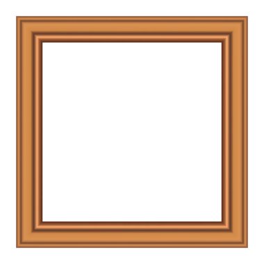 Tasarımınız için kare şeklinde altın renkli ahşap çerçeve. Klasik kılıf. Mesaj için yer. Antika altın sarısı, güzel dikdörtgen çerçeveler. Şablon vektör illüstrasyonu