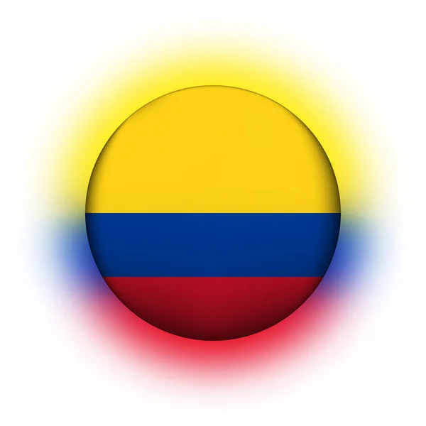 Bola de cristal con bandera de Colombia. Esfera redonda, icono de plantilla. Símbolo nacional colombiano. Bola realista brillante, ilustración vectorial abstracta 3D resaltada sobre un fondo blanco. Burbuja grande — Archivo Imágenes Vectoriales