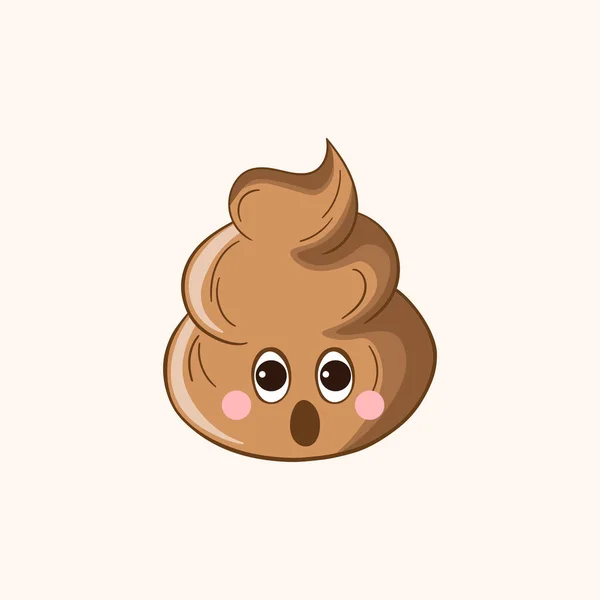 Cartoon poo, template feces icon. Kawaii poop isolated on white background. Shit pattern, evil turd. Vector illustration for invitation, poster, card, fabric, textile. Doodle style — Stock Vector