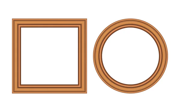 Vierkant en rond gouden vintage houten frame voor uw ontwerp. Vintage dekmantel. Plaats voor tekst. Vintage antiek goud prachtige rechthoekige frames. Template vector illustratie — Stockvector