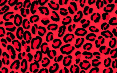 Soyut modern leopar pürüzsüz desen. Hayvanlar modaya uygun arka plan. Baskı, kart, kartpostal, kumaş, tekstil için PINK ve siyah dekoratif vektör stok çizimi. Modern stilize cilt süsü
