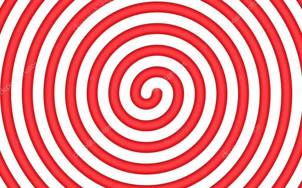 Abstract red and white candy spiral background. Pattern design for banner, cover, flyer, postcard, poster, other. Round lollipop vector illustration