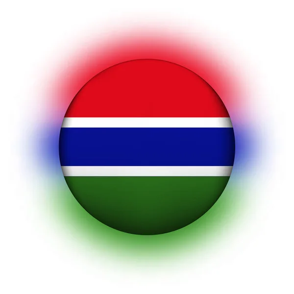 Bola ligera de vidrio con bandera de Gambia. Esfera redonda, icono de plantilla. Símbolo nacional gambiano. Bola realista brillante, ilustración vectorial abstracta 3D resaltada sobre un fondo blanco. Burbuja grande — Vector de stock