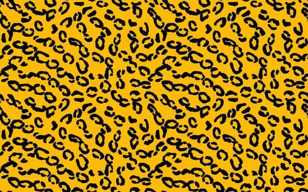 Padrão sem costura de leopardo moderno abstrato. Animais de fundo na moda. Ilustração de estoque vetorial decorativo amarelo e preto para impressão, cartão, cartão postal, tecido, têxtil. Ornamento moderno de pele estilizada — Vetor de Stock