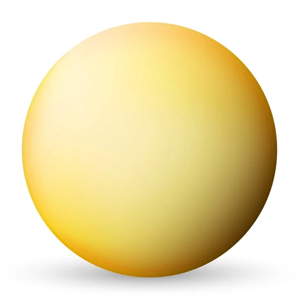 Bola amarilla de vidrio o perla preciosa. Bola realista brillante, ilustración vectorial abstracta 3D resaltada sobre un fondo blanco. Burbuja de metal grande con sombra — Vector de stock