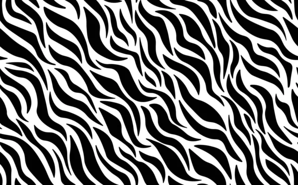 Astratto modello moderno zebra senza soluzione di continuità. Animali sfondo alla moda. Illustrazione di stock vettoriale decorativo bianco e nero per stampa, carta, cartolina, tessuto, tessile. Ornamento moderno di pelle stilizzata — Vettoriale Stock