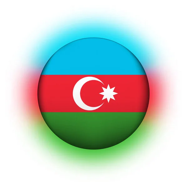 Bola de cristal con bandera de Azerbaiyán. Esfera redonda, icono de plantilla. Símbolo nacional azerbaiyano. Bola realista brillante, ilustración vectorial abstracta 3D resaltada en un fondo blanco. — Archivo Imágenes Vectoriales