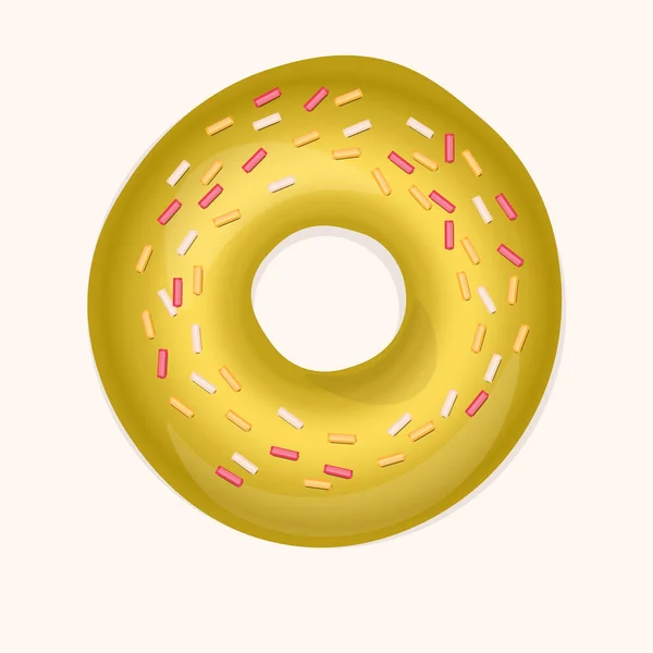 甜甜圈与彩色糖衣和彩色粉末隔离在一个白色的背景。3D现实的食物图标。模板现代设计的邀请函,海报,卡片,面料.现实的病媒说明 — 图库矢量图片