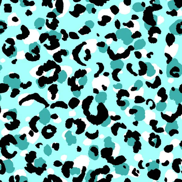 Padrão sem costura de leopardo moderno abstrato. Animais de fundo na moda. Ilustração de estoque de vetor decorativo azul e preto para impressão, cartão, cartão postal, tecido, têxtil. Ornamento moderno de pele estilizada —  Vetores de Stock