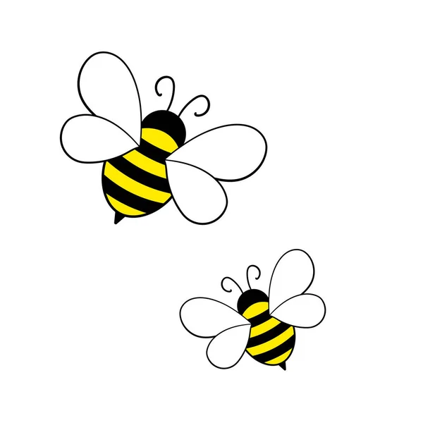 Comic-Bienen-Maskottchen. Eine kleine Biene fliegt. Wespensammlung. Vektorzeichen. Inzest-Symbol. Vorlage für Einladungen, Karten. Doodle-Stil — Stockvektor