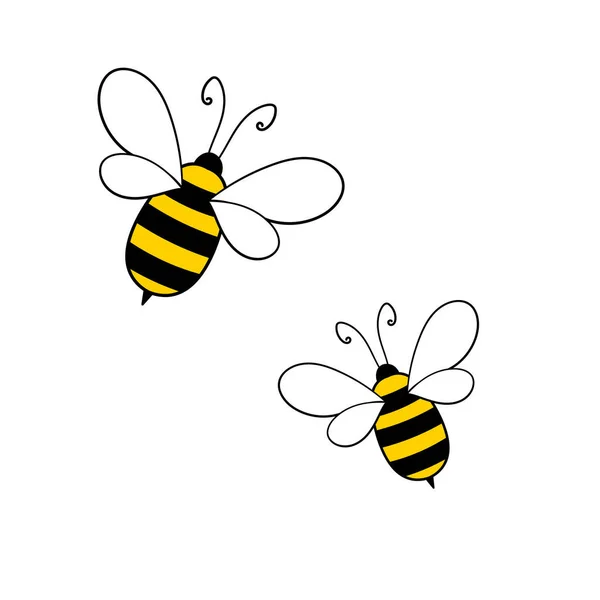 Cartoon bee mascotte. Een kleine bij vliegt. Wespenverzameling. Vectorkarakters. Incest icoon. Sjabloon ontwerp voor uitnodiging, kaarten. Doodle stijl — Stockvector