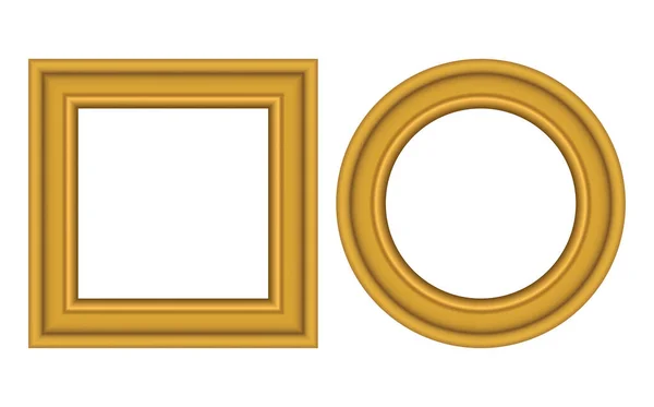 Квадратна і кругла золота старовинна дерев'яна рамка для вашого дизайну. Вінтажна обкладинка. Місце для тексту. Урожай антикварні золоті красиві прямокутні рамки. Шаблон Векторні ілюстрації — стоковий вектор