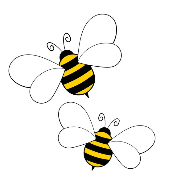Maskotka pszczół z kreskówek. Małe pszczółki latają. Kolekcja os. Postacie wektorowe. Najprostsza ikona. Projekt szablonu na zaproszenie, karty. Styl bazgrołów — Wektor stockowy