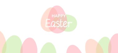 Yumurtalı Paskalya arkaplanı. Paskalya bayrağınız kutlu olsun. Tebrik kartı için şablon tasarımı, kartpostal, web sitesi başlığı, duvar kağıdı, poster. Modern tatil çerçevesi. Vektör stok illüstrasyonu