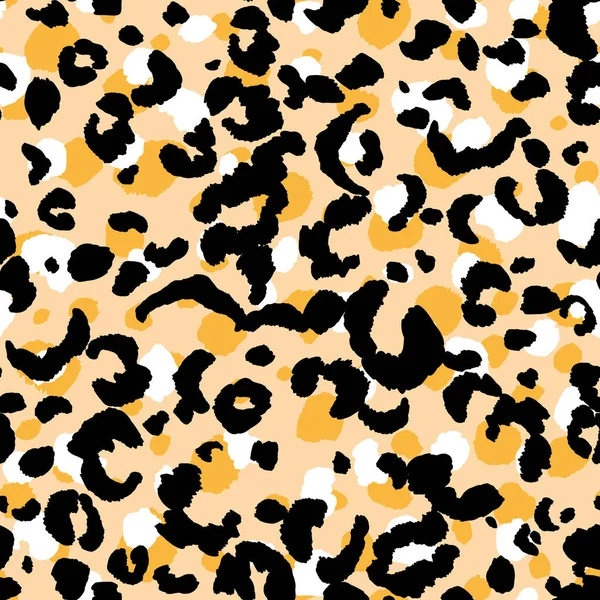 Abstraktes modernes Leopardenmuster. Tiere trendy Hintergrund. Gelbe und schwarze dekorative Vektorstockillustration für Druck, Karte, Postkarte, Stoff, Textil. Modernes Ornament stilisierter Haut — Stockvektor