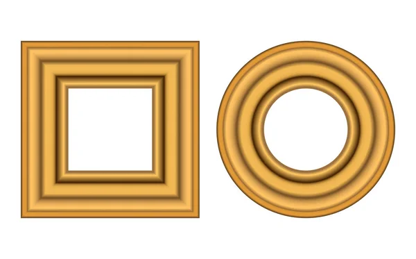 Τετράγωνο και στρογγυλό χρυσό vintage ξύλινο πλαίσιο για το σχεδιασμό σας. Κλασσικό εξώφυλλο. Θέση για κείμενο. Vintage αντίκες χρυσό όμορφα ορθογώνια πλαίσια. Εικόνα διανύσματος προτύπου — Διανυσματικό Αρχείο