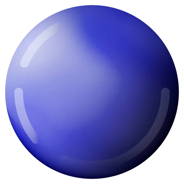 Glasblaue Kugel oder edle Perle. Hochglanz realistische Kugel, abstrakte 3D-Vektorillustration auf weißem Hintergrund. Große Metallblase mit Schatten — Stockvektor