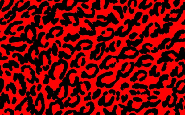 Padrão sem costura de leopardo moderno abstrato. Animais de fundo na moda. Ilustração de estoque vetorial decorativo vermelho e preto para impressão, cartão, cartão postal, tecido, têxtil. Ornamento moderno de pele estilizada — Vetor de Stock