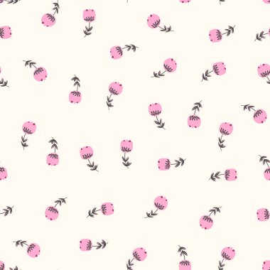 Geleneksel halk sanatları süslerine dayanan kusursuz çiçek desenleri. Işıklı arka planda renkli çiçekler. İskandinav tarzı. İsveç İskandinav tarzı. Vektör çizimi. Basit minimalist desen