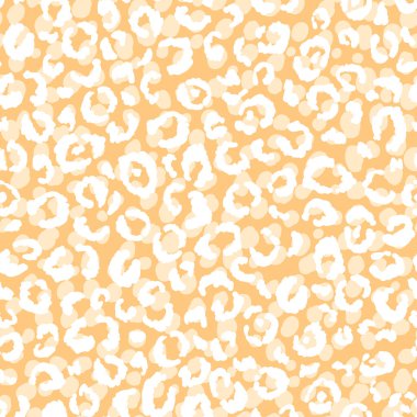 Soyut modern leopar pürüzsüz desen. Hayvanlar modaya uygun arka plan. Baskı, kart, kartpostal, kumaş ve tekstil için turuncu dekoratif vektör çizimi. Modern stilize cilt süsü