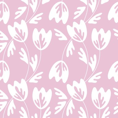 Geleneksel halk sanatları süslerine dayanan kusursuz çiçek desenleri. Renkli arka planda modern çiçekler. İskandinav tarzı. İsveç İskandinav tarzı. Vektör çizimi. Basit minimalist desen