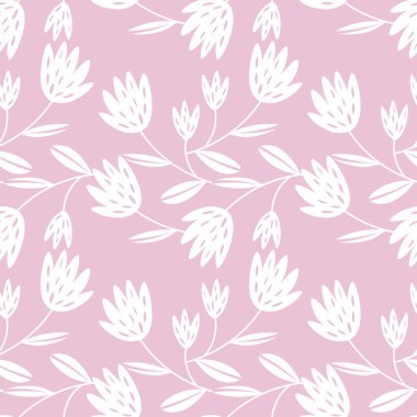 Geleneksel halk sanatları süslerine dayanan kusursuz çiçek desenleri. Renkli arka planda modern çiçekler. İskandinav tarzı. İsveç İskandinav tarzı. Vektör çizimi. Basit minimalist desen