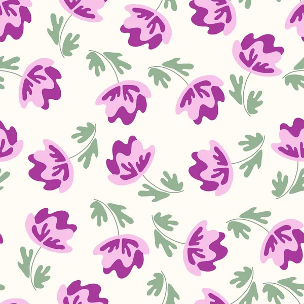 Απρόσκοπτη floral μοτίβο με βάση την παραδοσιακή λαϊκή τέχνη στολίδια. Πολύχρωμα λουλούδια στο φως φόντο. Σκανδιναβικό στυλ. Σουηδικό σκανδιναβικό στυλ. Εικονογράφηση διανύσματος. Απλό μινιμαλιστικό μοτίβο — Διανυσματικό Αρχείο