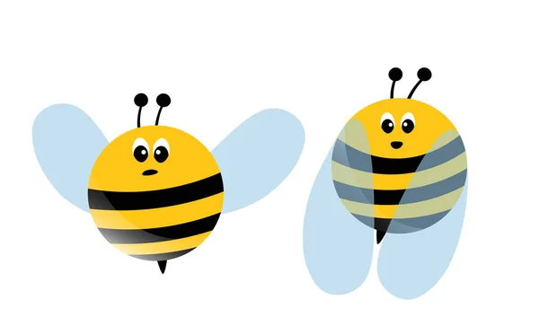 Conjunto de mascota de la abeja de dibujos animados. Unas abejas volando. Colección de avispas. Personajes vectoriales. Icono del incesto. Plantilla de diseño para invitación, tarjetas. Estilo Doodle — Vector de stock