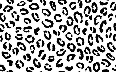 Soyut modern leopar pürüzsüz desen. Hayvanlar modaya uygun arka plan. Baskı, kart, kartpostal, kumaş ve tekstil için siyah beyaz vektör stok çizimi. Modern stilize cilt süsü