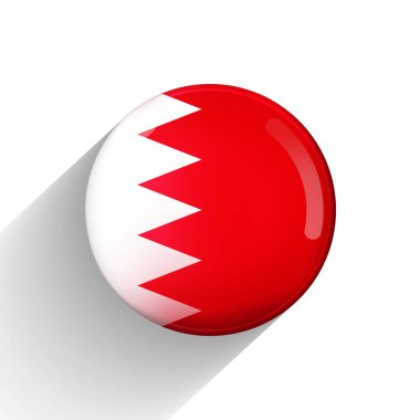 Bahreyn bayraklı cam top. Yuvarlak küre, şablon simgesi. Ulusal sembol. Parlak gerçekçi top, beyaz arkaplanda işaretlenmiş üç boyutlu soyut vektör çizimi. Büyük kabarcık